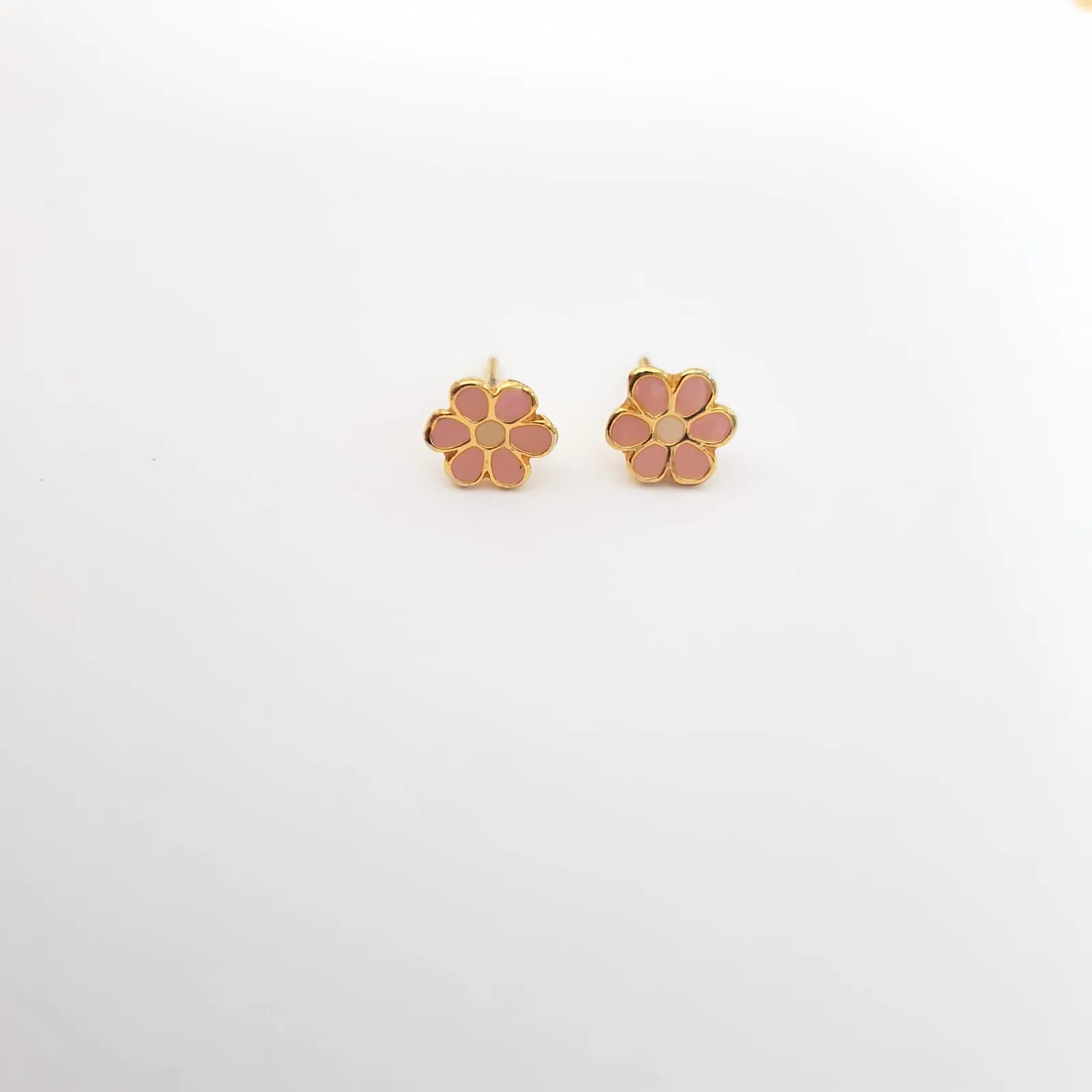 BRINCO DOURADO FLÔR ROSA