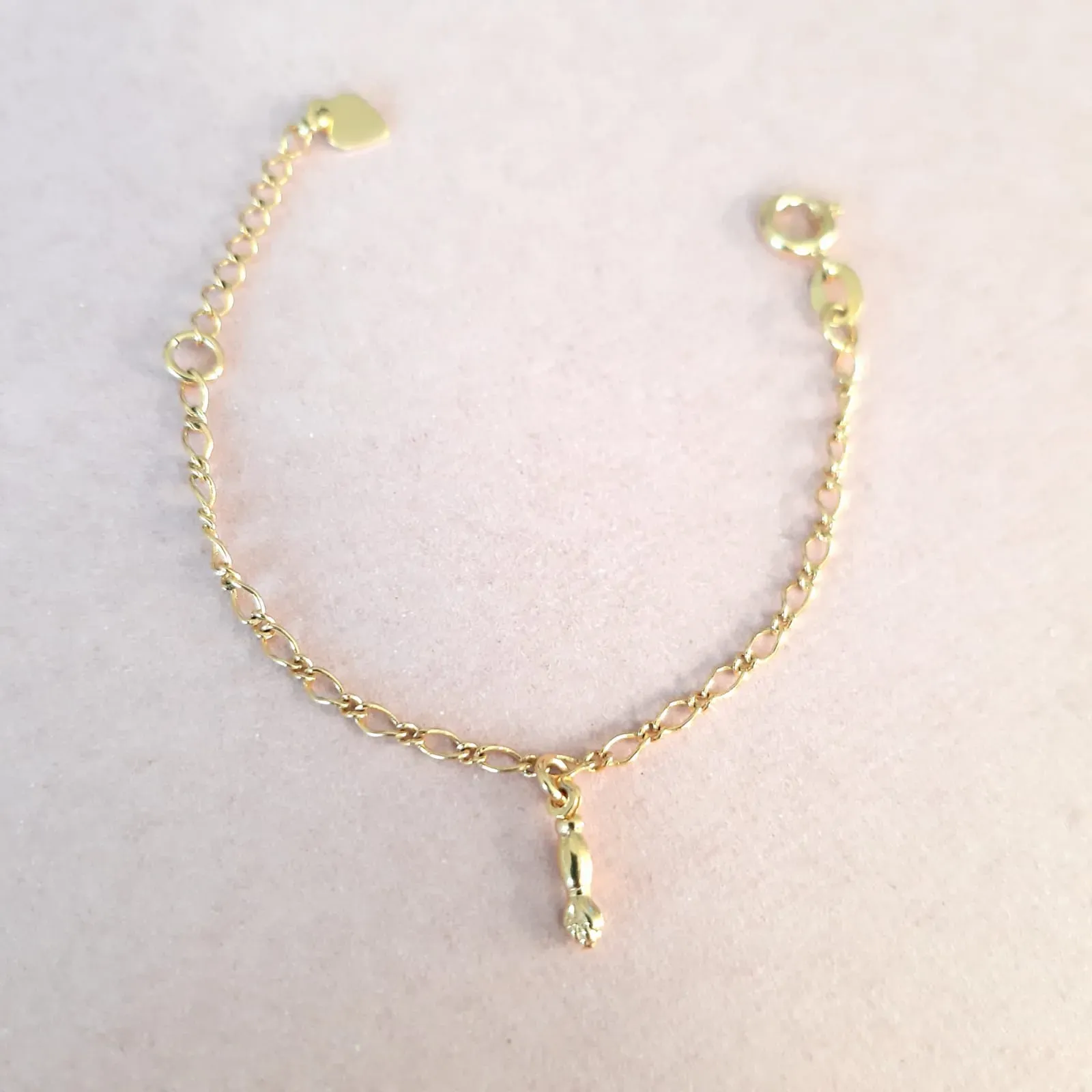 PULSEIRA DOURADA INFANTIL BEBÊ PINGENTE FIGA