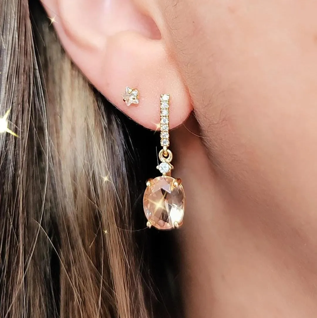 BRINCO DOURADO GOTA ZIRCÔNIA CITRINO