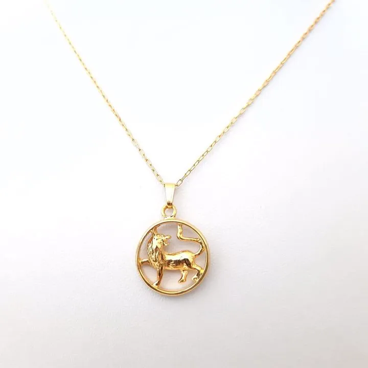 COLAR DOURADO PINGENTE SIGNO LEÃO 41CM
