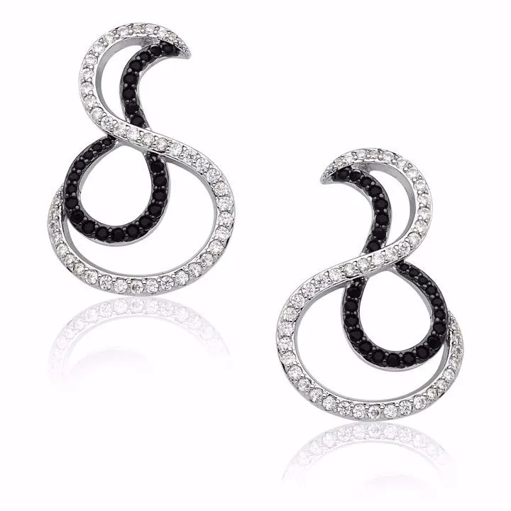 BRINCO RÓDIO BRANCO COM MICROZIRCÔNIAS CRISTAL E NEGRAS