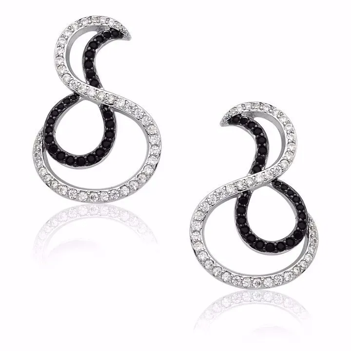 BRINCO RÓDIO BRANCO COM MICROZIRCÔNIAS CRISTAL E NEGRAS