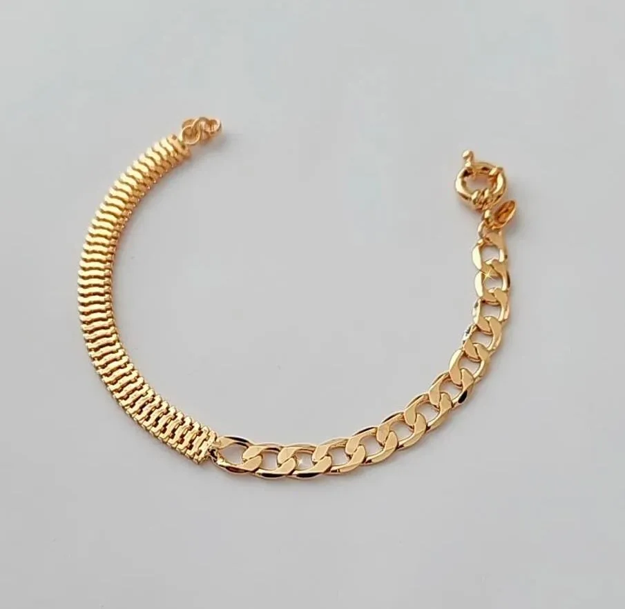 PULSEIRA DOURADA CORRENTE MAIS MALHA E FECHO BOIA