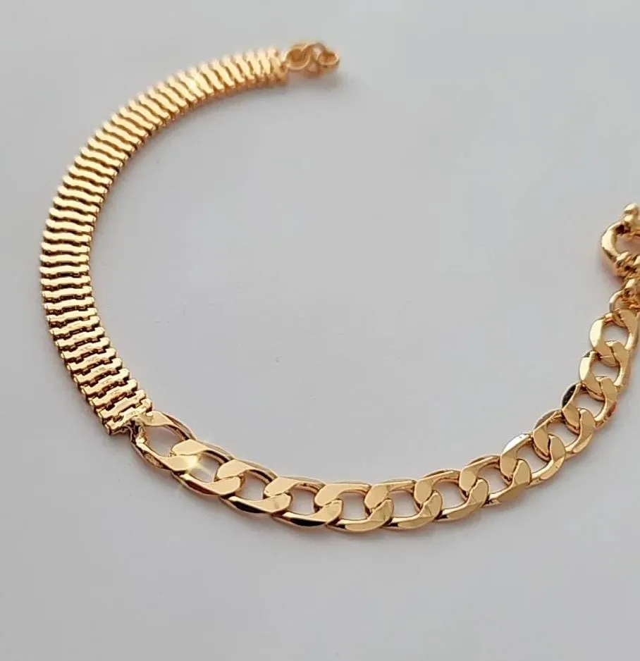 PULSEIRA DOURADA CORRENTE MAIS MALHA E FECHO BOIA