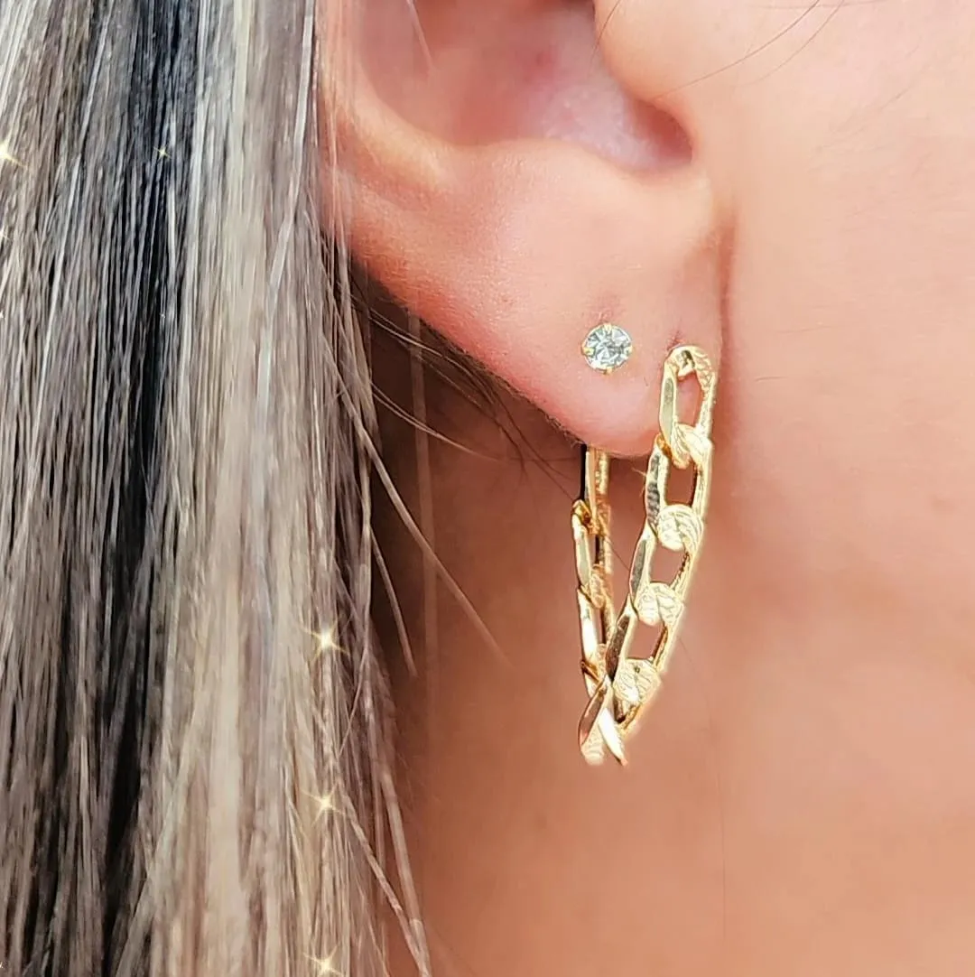 BRINCO DOURADO CORRENTE LONGA DOIS EM UM