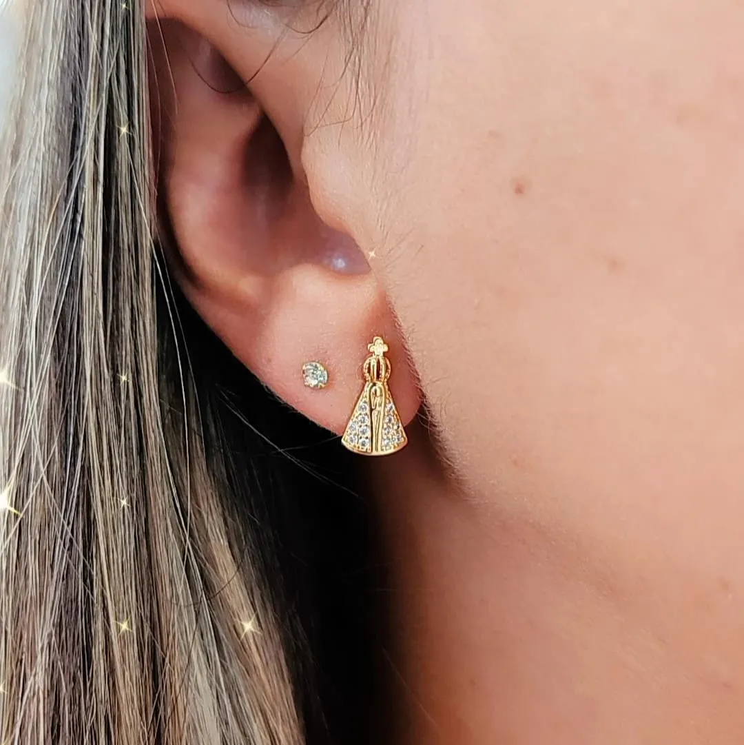 BRINCO DOURADO NOSSA SENHORA APARECIDA CRAVEJADA P