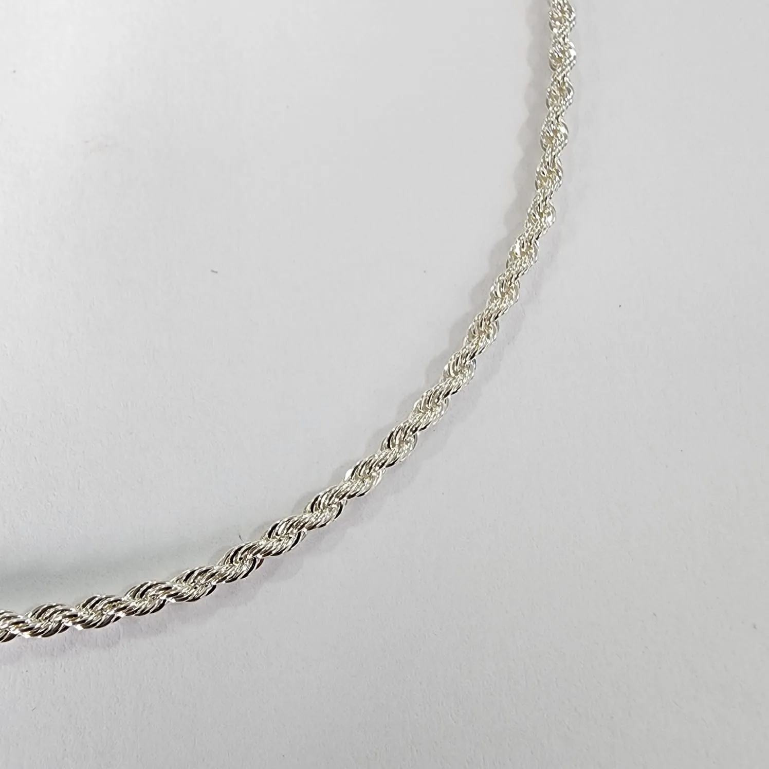 COLAR CORDA BAIANA FINA BANHO DE PRATA 33 + 10CM