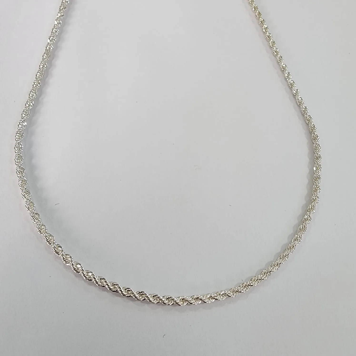 COLAR CORDA BAIANA FINA BANHO DE PRATA 33 + 10CM