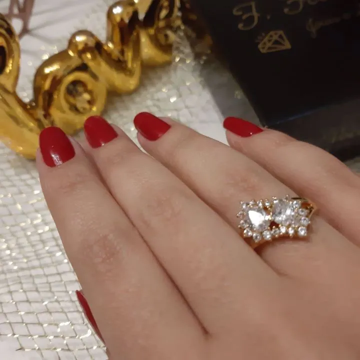 ANEL DOURADO GOTAS ZIRCÔNIAS CRISTAL
