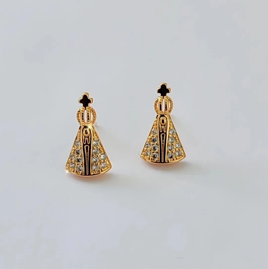 BRINCO DOURADO NOSSA SENHORA APARECIDA CRAVEJADA P