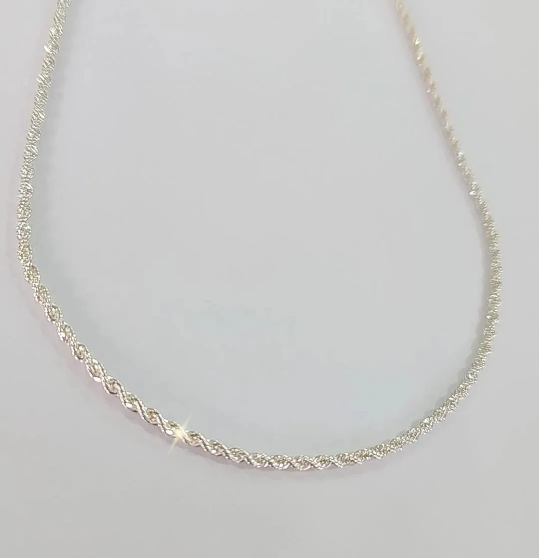 COLAR CORDA BAIANA FINA BANHO DE PRATA 33 + 10CM