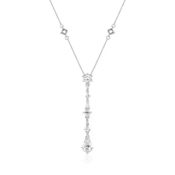 COLAR RÓDIO BRANCO PINGENTE EM ZIRCÔNIAS CRISTAL