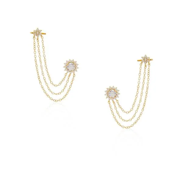 EAR PIERCING DOURADO ZIRCÔNIA CRISTAL