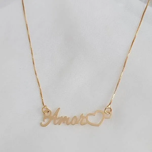 COLAR DOURADO PINGENTE AMOR