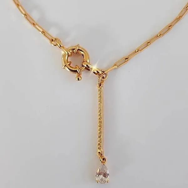 COLAR DOURADO ELOS FECHO BÓIA PINGENTE PINGO DE LUZ
