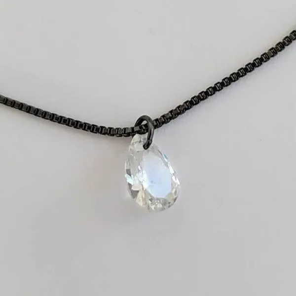 COLAR RÓDIO NEGRO PINGENTE GOTA ZIRCÔNIA CRISTAL