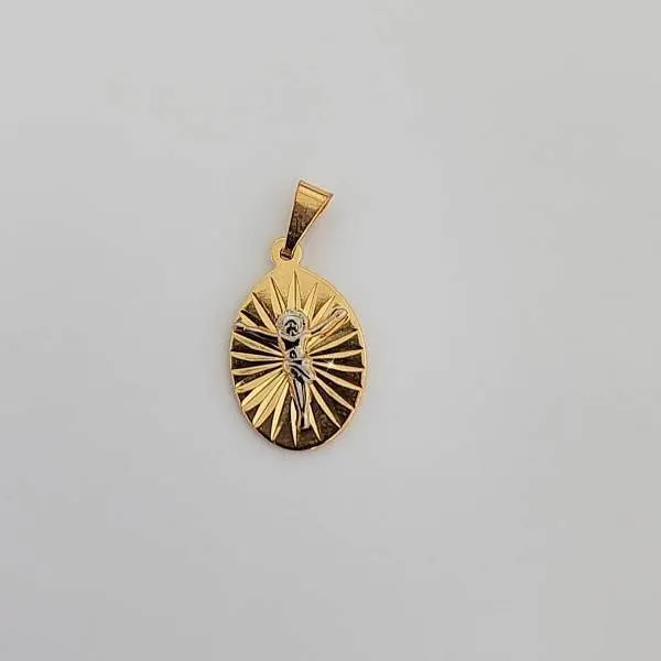 PINGENTE CRISTO BANHO TONS DOURADO E BRANCO