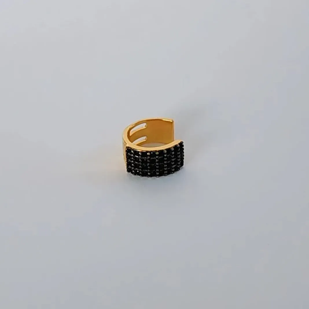 BRINCO PIERCING FAKE CRAVEJADO ZIRCÔNIAS NEGRAS