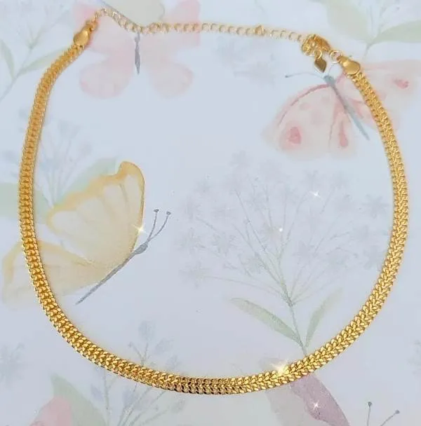 COLAR CHOKER DOURADO MALHA DETALHES ACHATADA