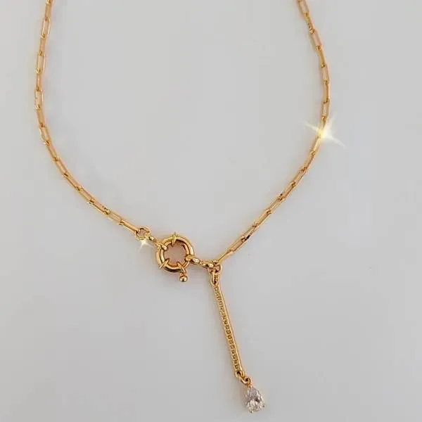 COLAR DOURADO ELOS FECHO BÓIA PINGENTE PINGO DE LUZ