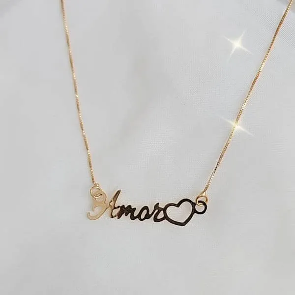 COLAR DOURADO PINGENTE AMOR