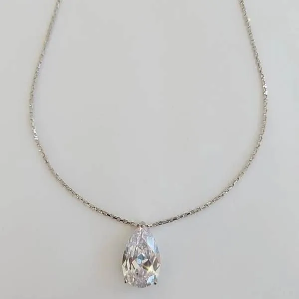 COLAR RÓDIO BRANCO GOTA CRISTAL