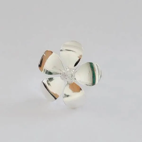 ANÉL FLOR MÓVEL COM PEDRA DE ZIRCÔNIA PRATA