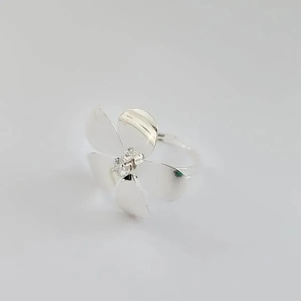 ANÉL FLOR MÓVEL COM PEDRA DE ZIRCÔNIA PRATA