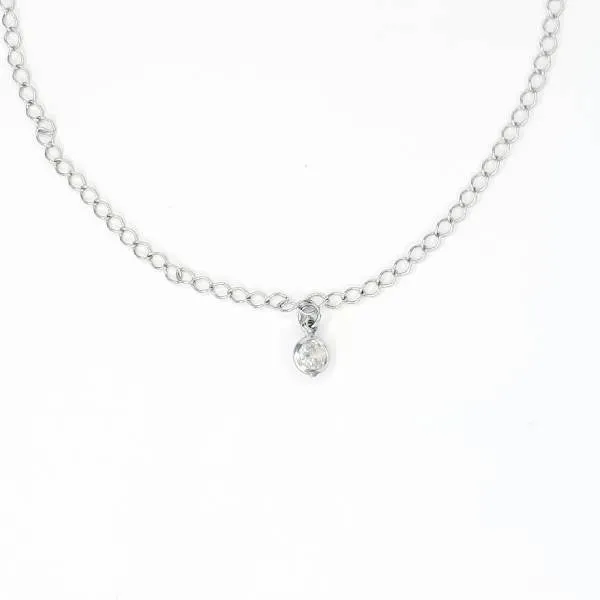 TORNOZELEIRA RÓDIO BRANCO PINGENTE ZIRCÔNIA CRISTAL