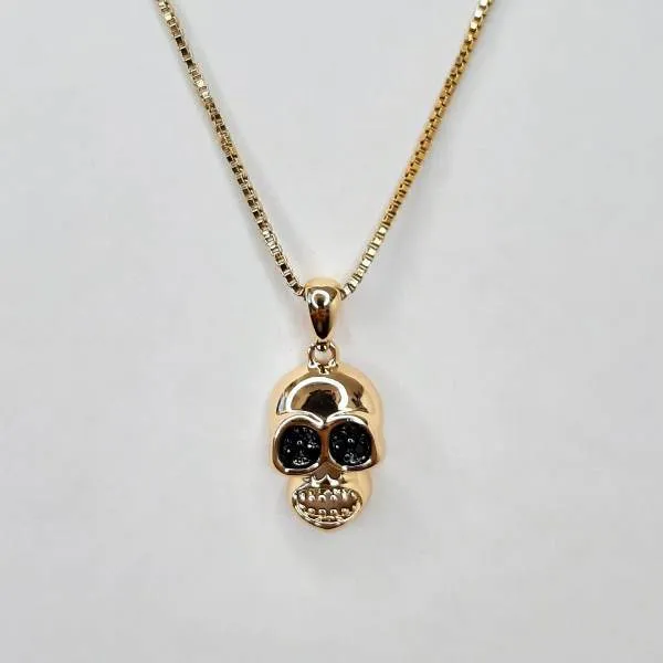 COLAR PINGENTE CAVEIRA ZIRCÔNIAS PRETAS - 370171