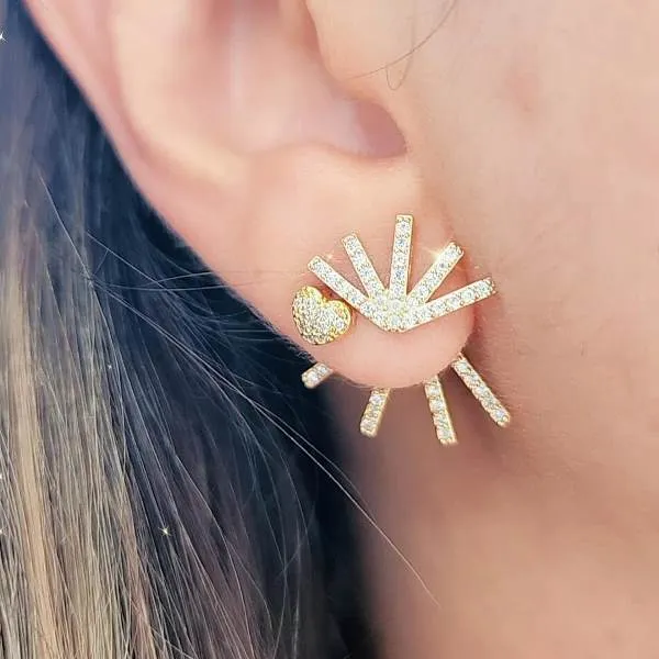 EAR JACKET CRAVEJADO EM MICROZIRCÔNIAS CRISTAL