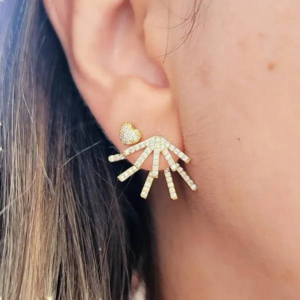 EAR JACKET CRAVEJADO EM MICROZIRCÔNIAS CRISTAL