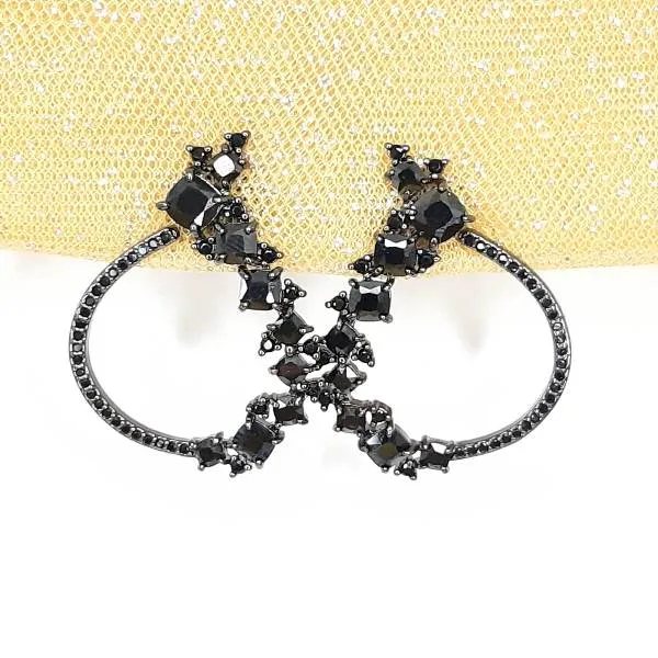 BRINCO FESTA RÓDIO NEGRO DETALHES ZIRCÔNIAS NEGRAS