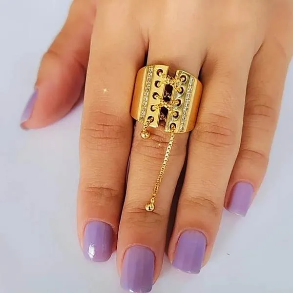 ANEL DOURADO DETALHE CADARÇO