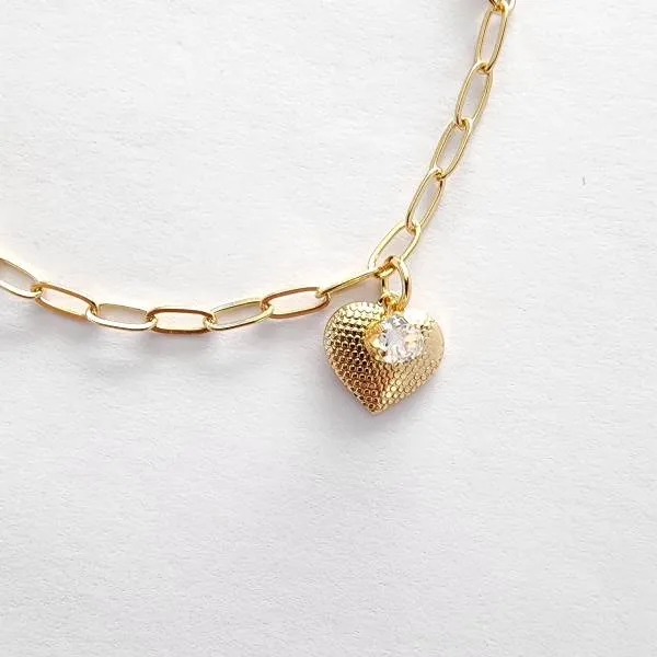 PULSEIRA CARTI PINGENTE CORAÇÃO E CORAÇÃO EM ZIRCÔNIA