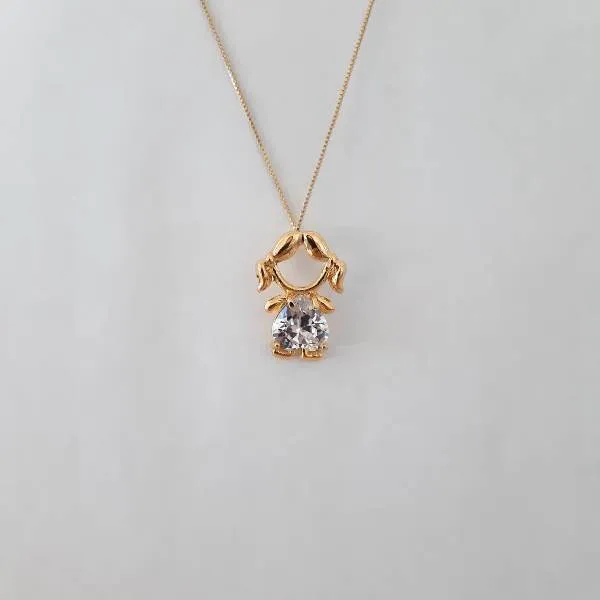 COLAR DOURADO MENINA ZIRCÔNIA CRISTAL CORAÇÃO
