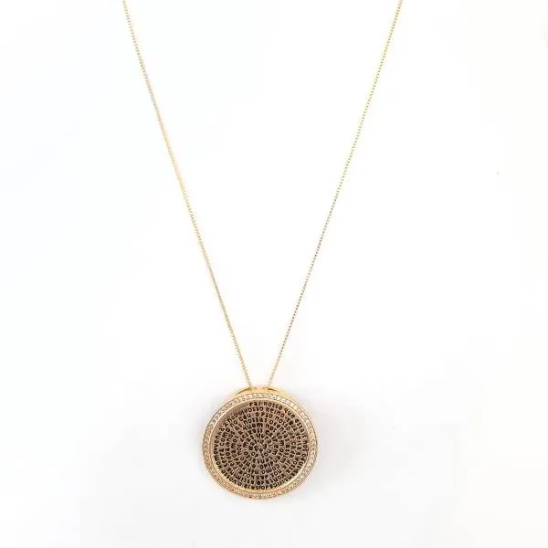 COLAR DOURADO PINGENTE PAI NOSSO BORDA CRAVEJADA EM MICROZIRCÔNIAS CRISTAL