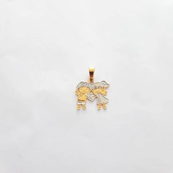 PINGENTE CASAL BANHO TONS AMARELO E BRANCO