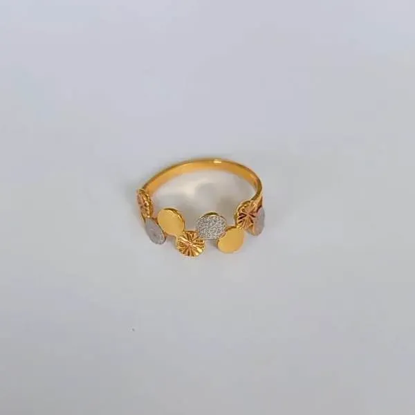 ANEL BOLINHAS BANHO TONS AMARELO, VERMELHO E PRATA