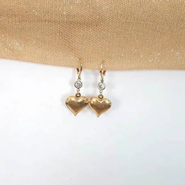 ARGOLINHA DOURADA PINGENTE CORAÇÃO E ZIRCÔNIAS CRISTAL