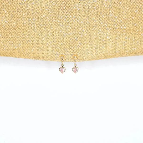 BRINCO DOURADO CORAÇÃO ZIRCÔNIA ROSA TARRAXA BABY