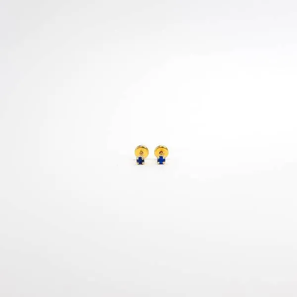 BRINCO DOURADO PONTO DE LUZ SAFIRA TARRAXA BABY