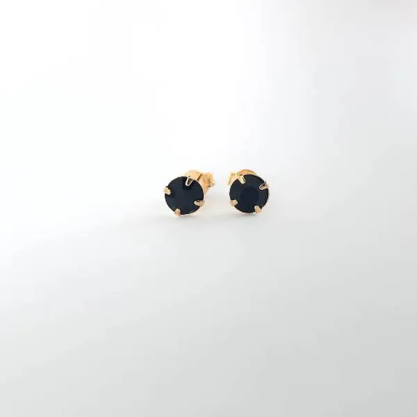 BRINCO DOURADO PONTO DE LUZ ZIRCÔNIA NEGRA