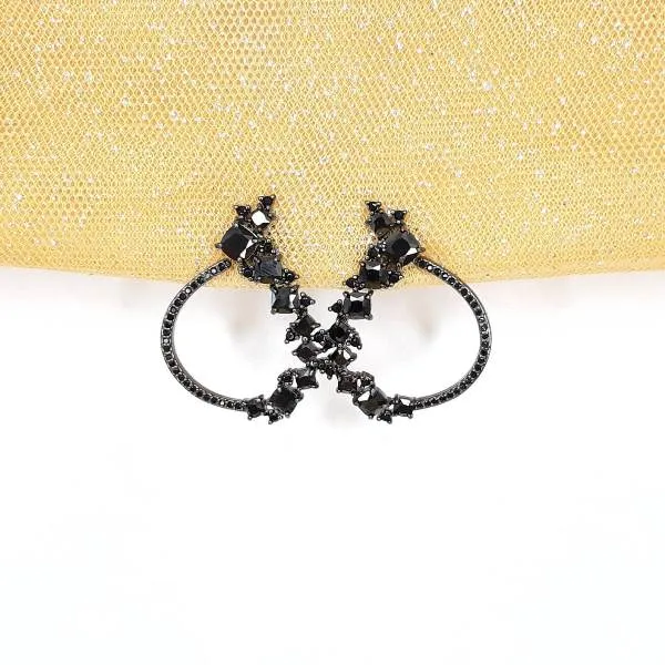 BRINCO FESTA RÓDIO NEGRO DETALHES ZIRCÔNIAS NEGRAS