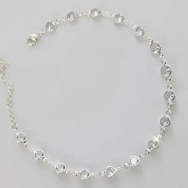 PULSEIRA CRISTAIS BANHO DE PRATA