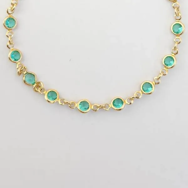 PULSEIRA DOURADA PEDRAS VERDES