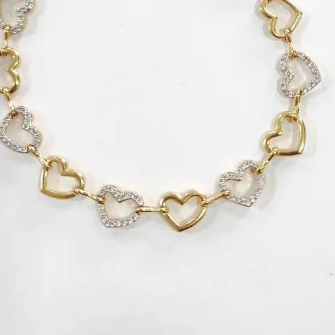 PULSEIRA DOURADA CORAÇÕES CRAVEJADO MICROZIRCÔNIAS CRISTAL