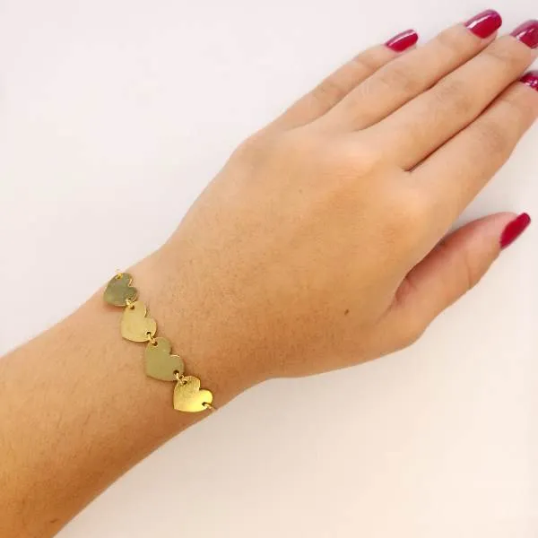 PULSEIRA DOURADA SHAMBALA CORAÇÕES