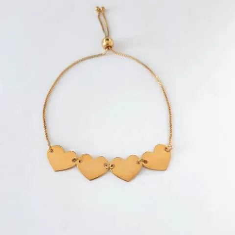 PULSEIRA DOURADA SHAMBALA CORAÇÕES