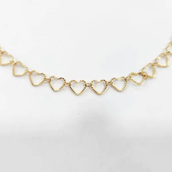 COLAR DOURADO ELOS DE CORAÇÃO VAZADO 70CM